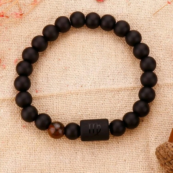 Unisex - Virgo Zodiac Black Beaded Bracelet - Picture 7 of 7